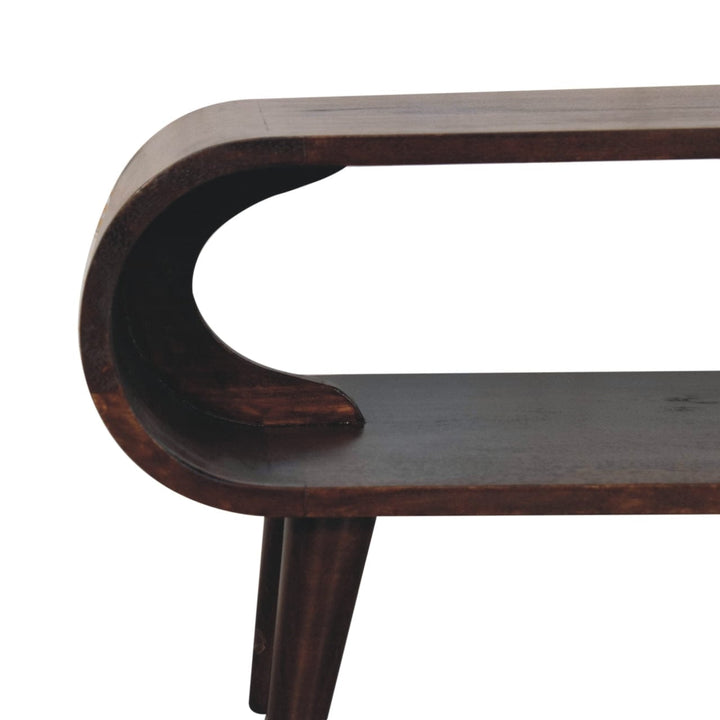 Amaya Light Walnut Coffee Table - Solid Mango Wood Center Table for Living Room - product view 5 showing handcrafted...