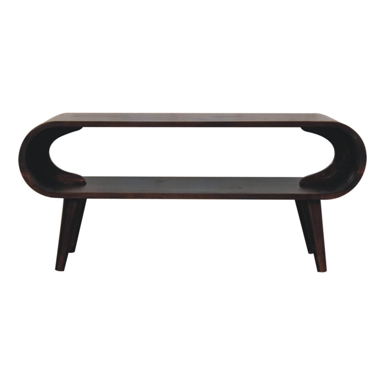 Amaya Light Walnut Coffee Table - Solid Mango Wood Center Table for Living Room - product view 2 showing handcrafted...