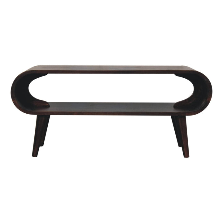 Amaya Light Walnut Coffee Table - Solid Mango Wood Center Table for Living Room - product view 2 showing handcrafted...