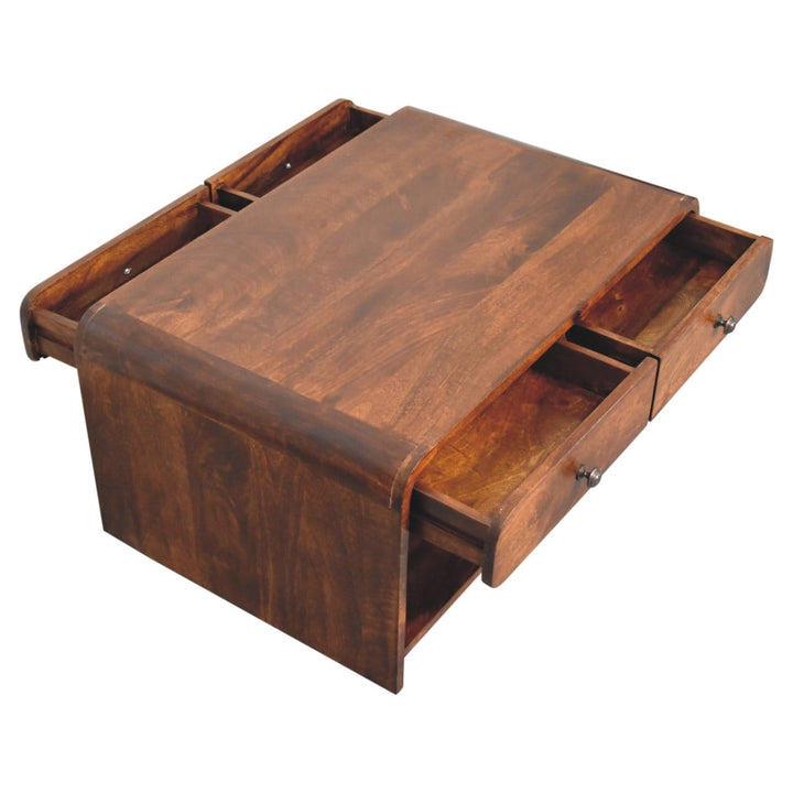Aspen Slim Coffee Table - Solid Mango Wood Center Table for Living Room - product view 6 showing handcrafted solid mango...