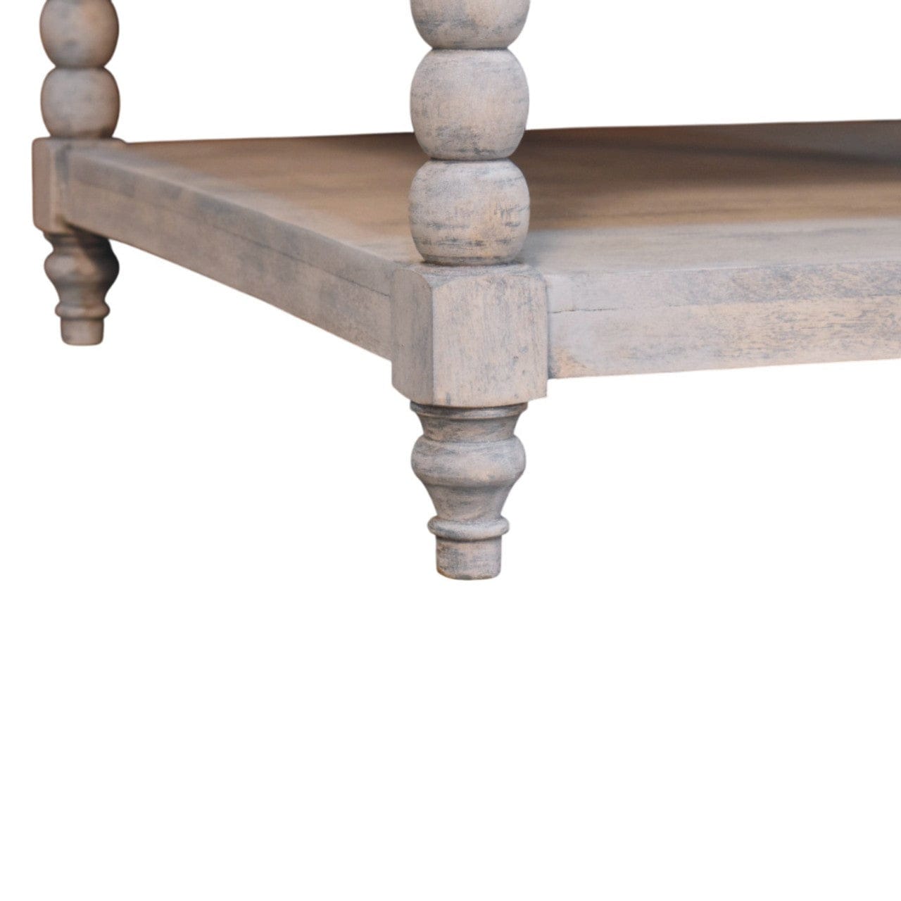 Barclay Acid Wash Coffee Table - Solid Mango Wood Center Table for Living Room - product view 7 showing handcrafted solid...