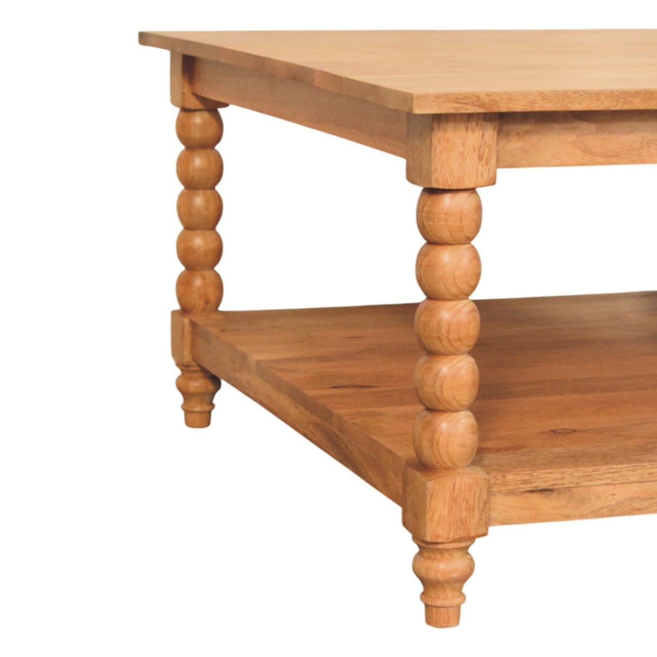 Barclay Teak Coffee Table - Solid Mango Wood Center Table for Living Room - product view 6 showing handcrafted solid...