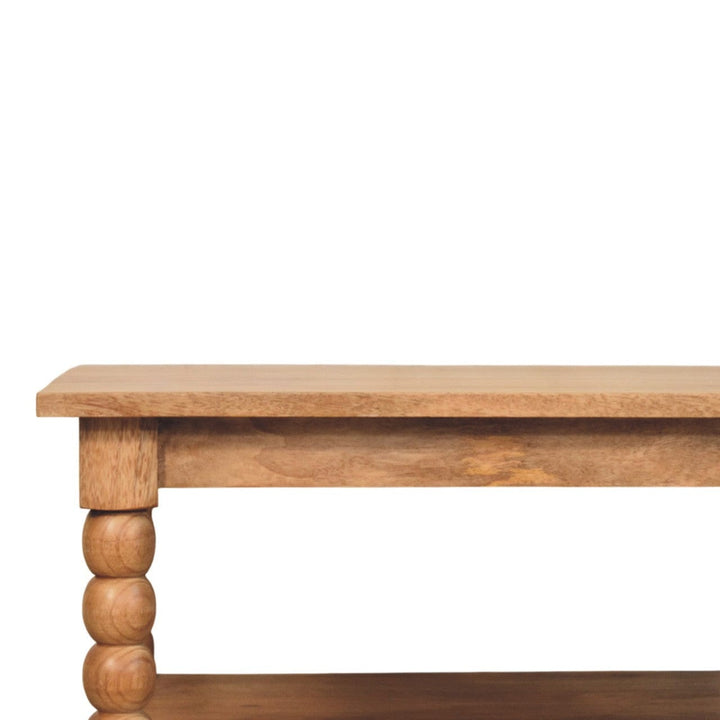 Barclay Teak Coffee Table - Solid Mango Wood Center Table for Living Room - product view 3 showing handcrafted solid...