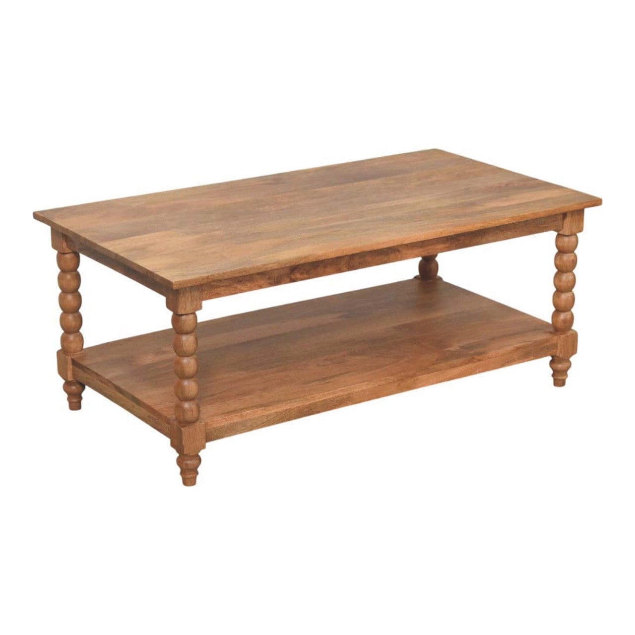 Barley Twist Coffee Table - Solid Mango Wood Center Table for Living Room - product view 8 showing handcrafted solid...