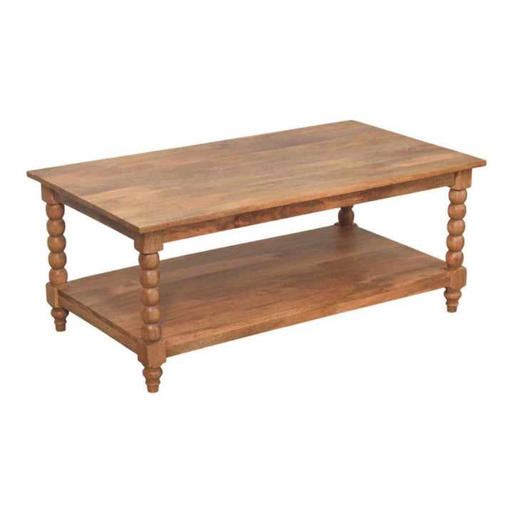 Barley Twist Coffee Table - Solid Mango Wood Center Table for Living Room - product view 8 showing handcrafted solid...