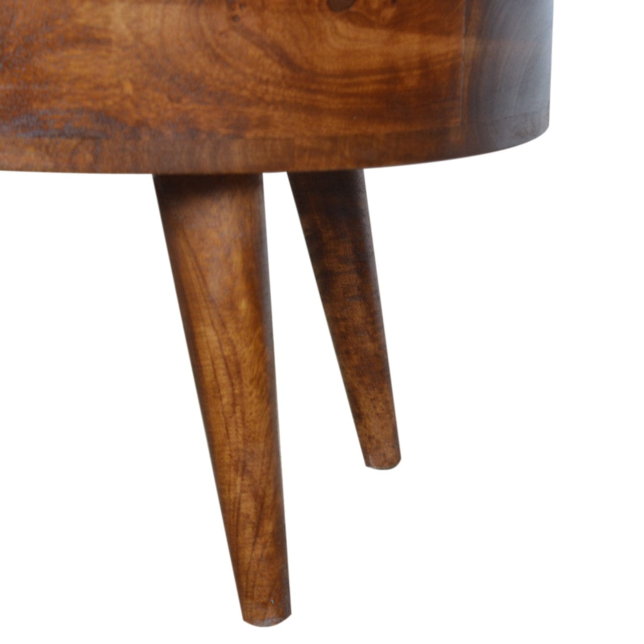 Chestnut Rounded Coffee Table - Solid Mango Wood Center Table for Living Room - product view 8 showing handcrafted solid...