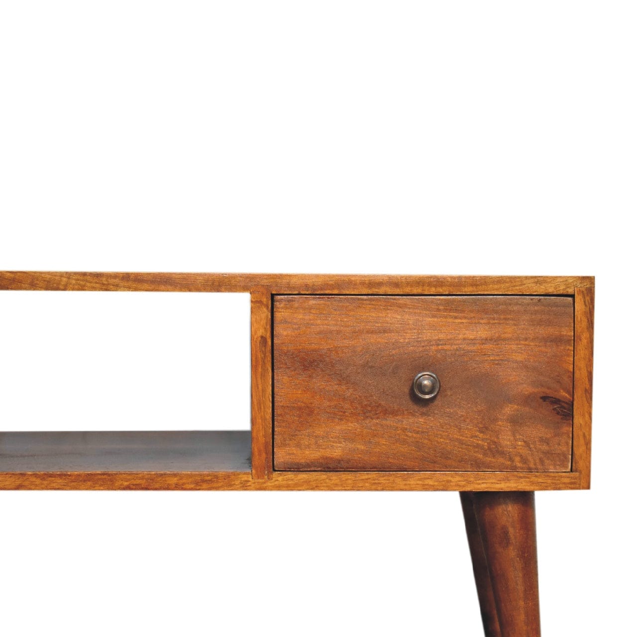 Classic Chestnut Coffee Table - Solid Mango Wood Center Table for Living Room - product view 3 showing handcrafted solid...
