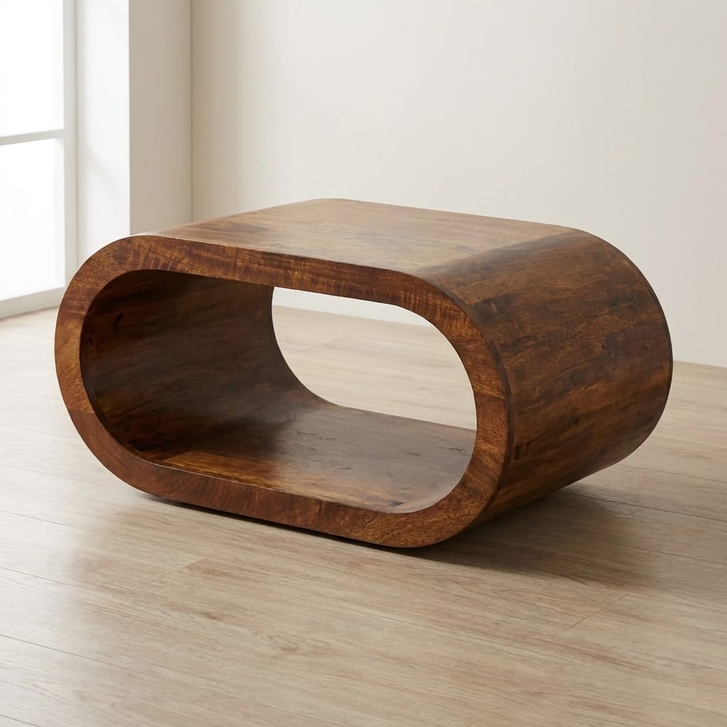 Handcrafted Coffee Table - Solid Mango Wood Center Table for Living Room - main view showing handcrafted solid mango wood...