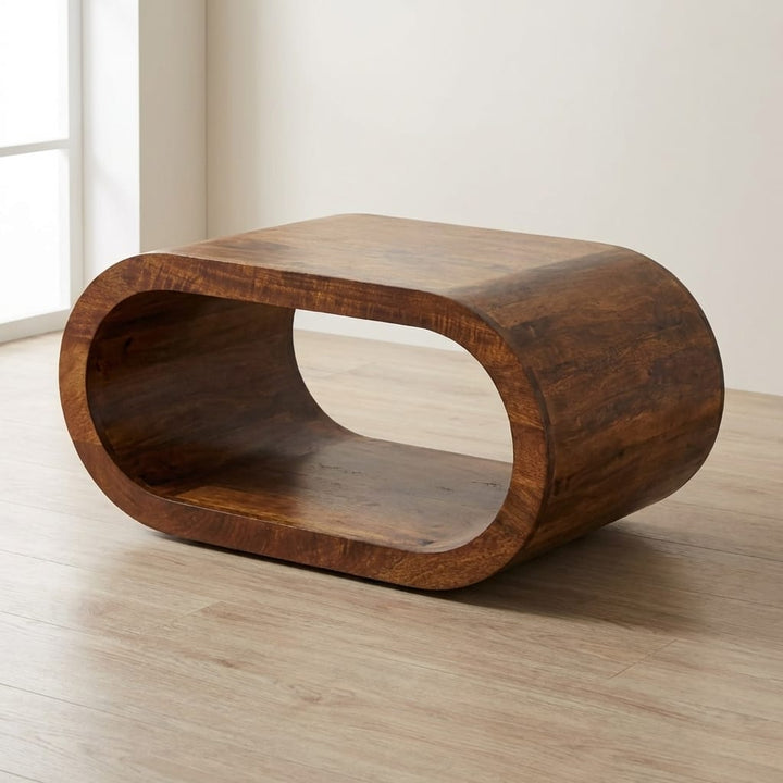 Handcrafted Coffee Table - Solid Mango Wood Center Table for Living Room - main view showing handcrafted solid mango wood...