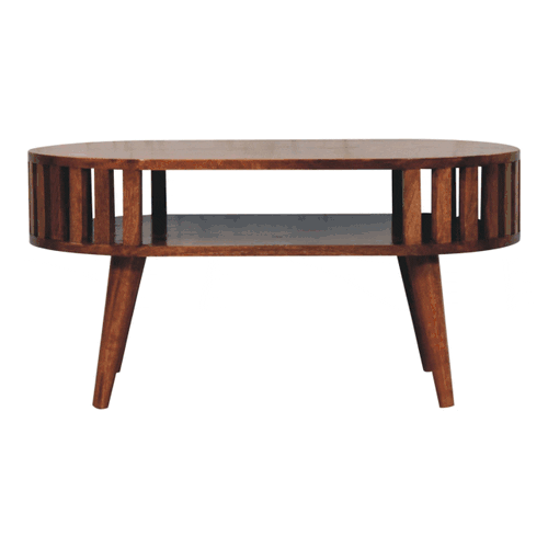 Honey Caramel Ariella Coffee Table - Solid Mango Wood Center Table for Living Room - product view 8 showing handcrafted...