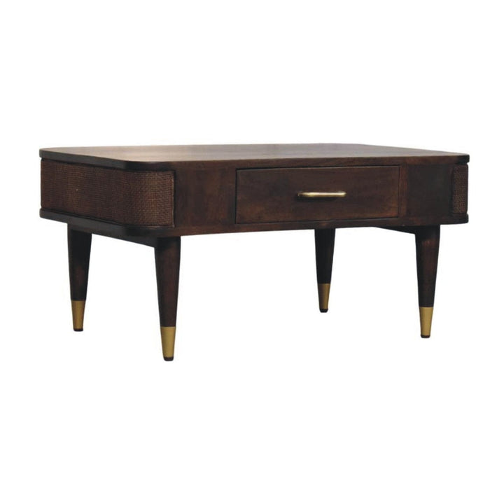 Mid-Century Modern Coffee Table - Solid Mango Wood Center Table for Living Room - product view 4 showing handcrafted...