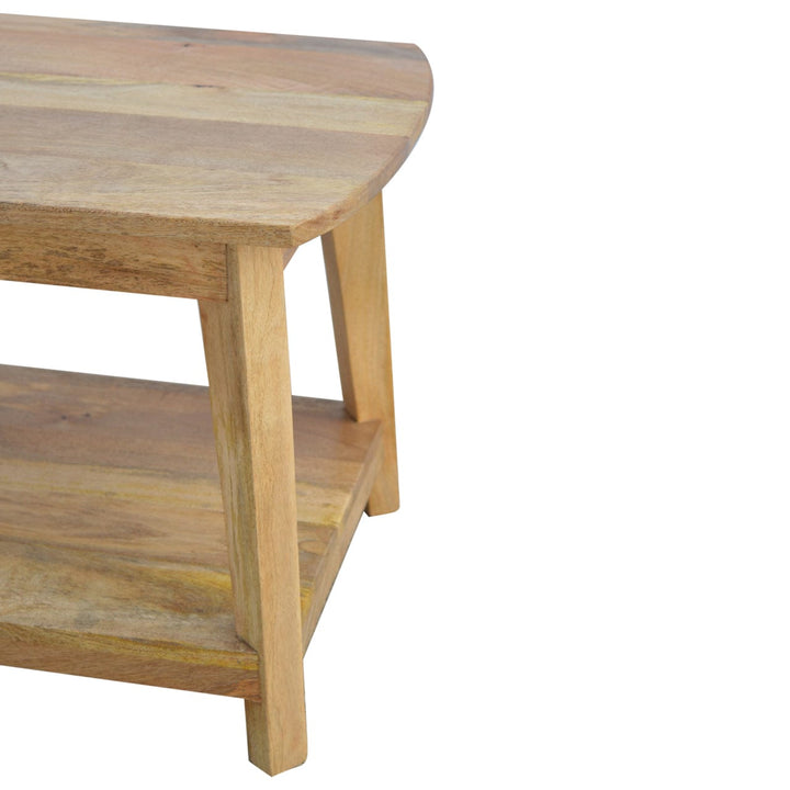 Mid-Century Modern Coffee Table - Solid Mango Wood Center Table for Living Room - product view 3 showing handcrafted...