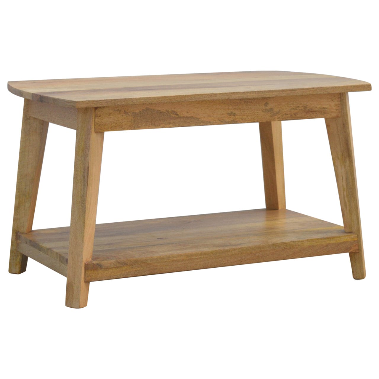 Mid-Century Modern Coffee Table - Solid Mango Wood Center Table for Living Room - product view 2 showing handcrafted...