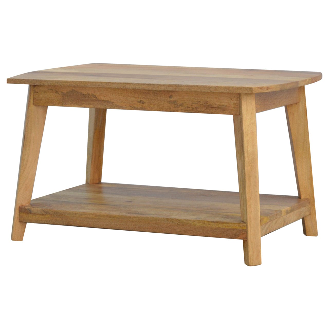 Mid-Century Modern Coffee Table - Solid Mango Wood Center Table for Living Room - main view showing handcrafted solid...