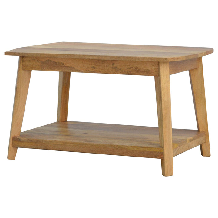 Mid-Century Modern Coffee Table - Solid Mango Wood Center Table for Living Room - main view showing handcrafted solid...
