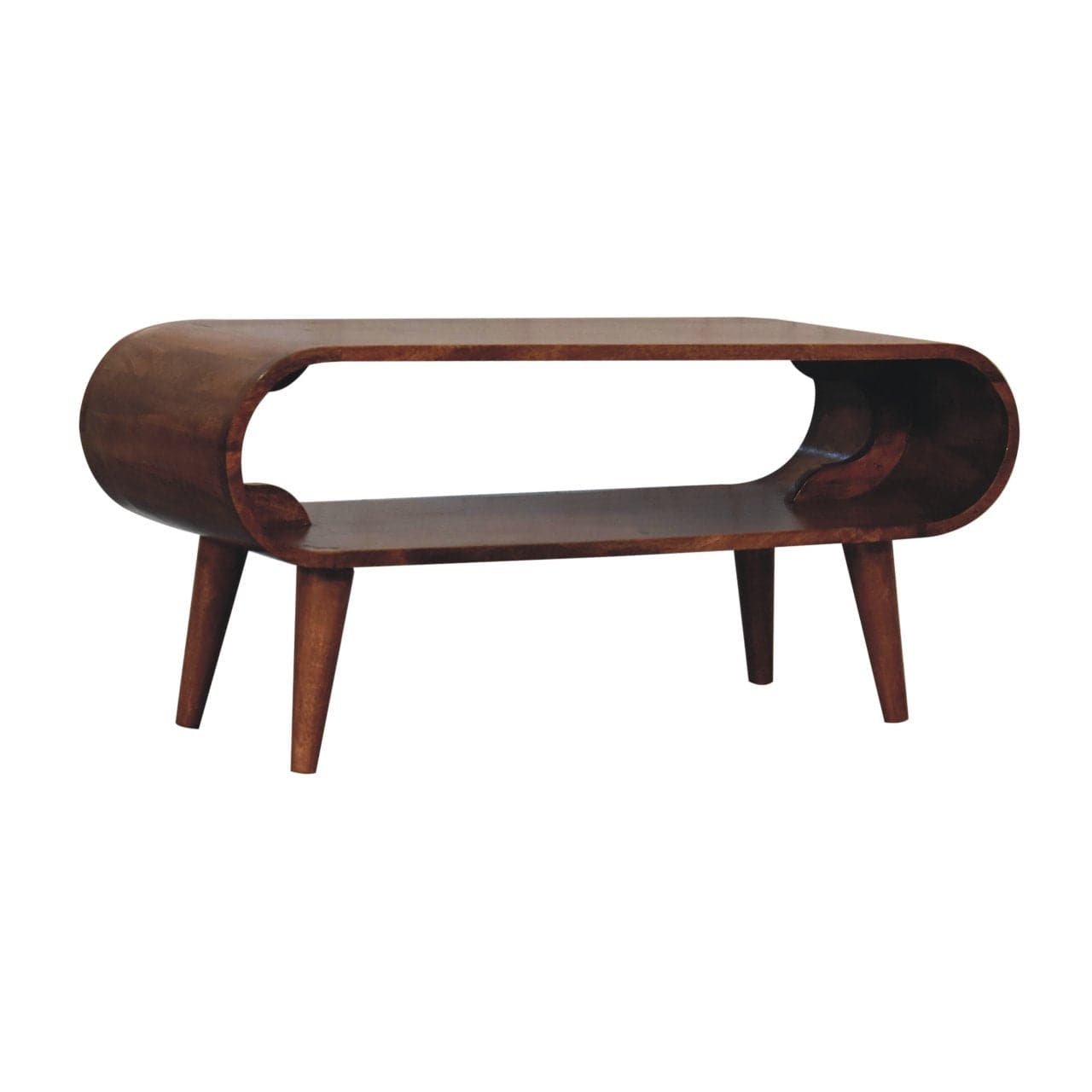 Nordic Amaya Style Honey Caramel Coffee Table - Solid Mango Wood Center Table for Living Room - product view 4 showing...