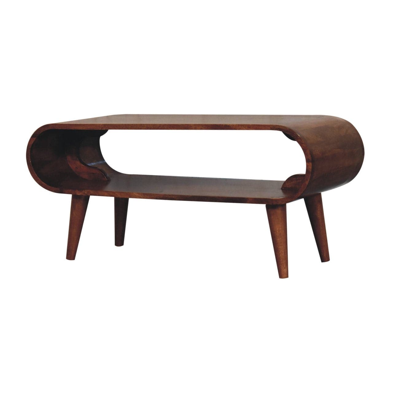 Nordic Amaya Style Honey Caramel Coffee Table - Solid Mango Wood Center Table for Living Room - product view 3 showing...