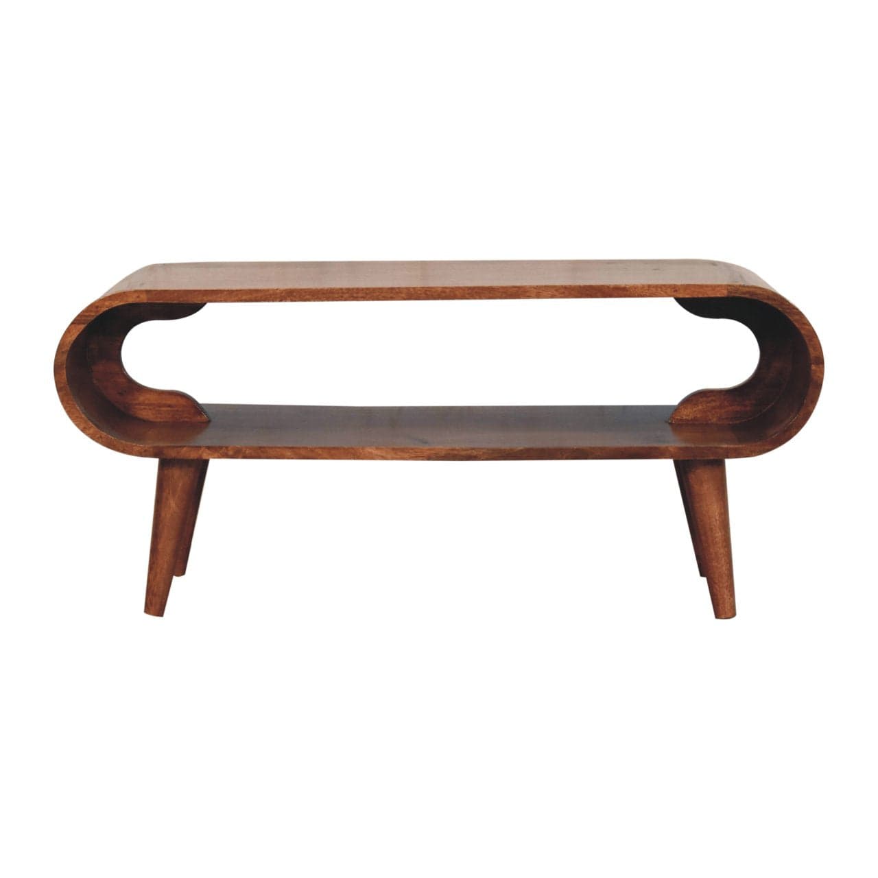 Nordic Amaya Style Honey Caramel Coffee Table - Solid Mango Wood Center Table for Living Room - product view 2 showing...