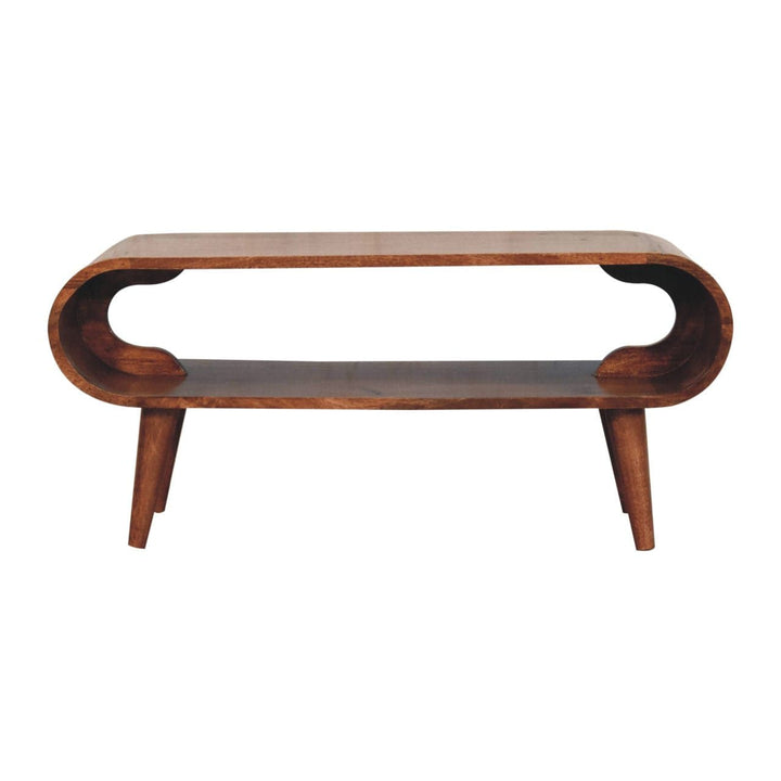 Nordic Amaya Style Honey Caramel Coffee Table - Solid Mango Wood Center Table for Living Room - product view 2 showing...