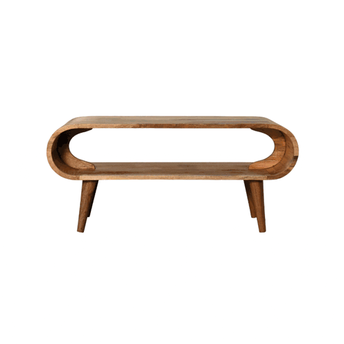 Nordic Style Oak-ish Coffee Table - Solid Mango Wood Center Table for Living Room - product view 9 showing handcrafted...