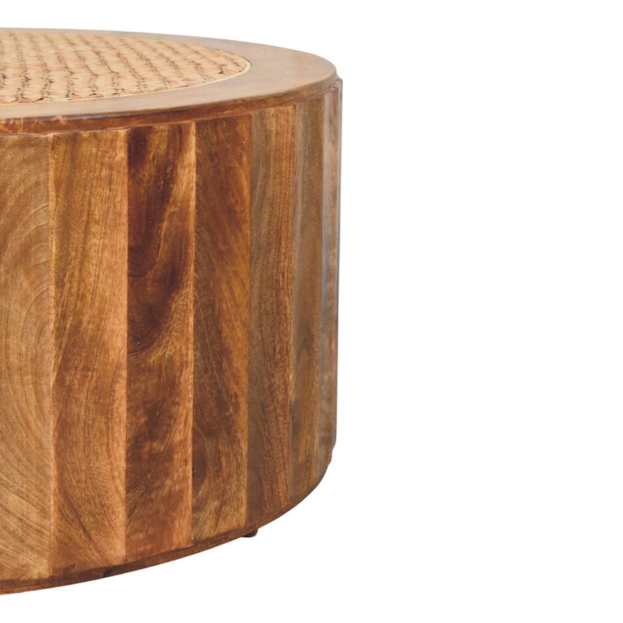 Rivera Rattan Coffee Table - Solid Mango Wood Center Table for Living Room - product view 5 showing handcrafted solid...