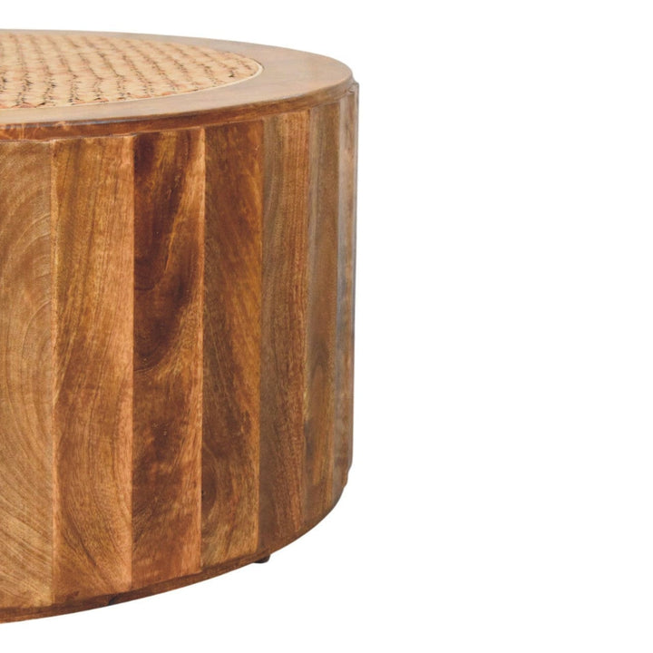Rivera Rattan Coffee Table - Solid Mango Wood Center Table for Living Room - product view 5 showing handcrafted solid...