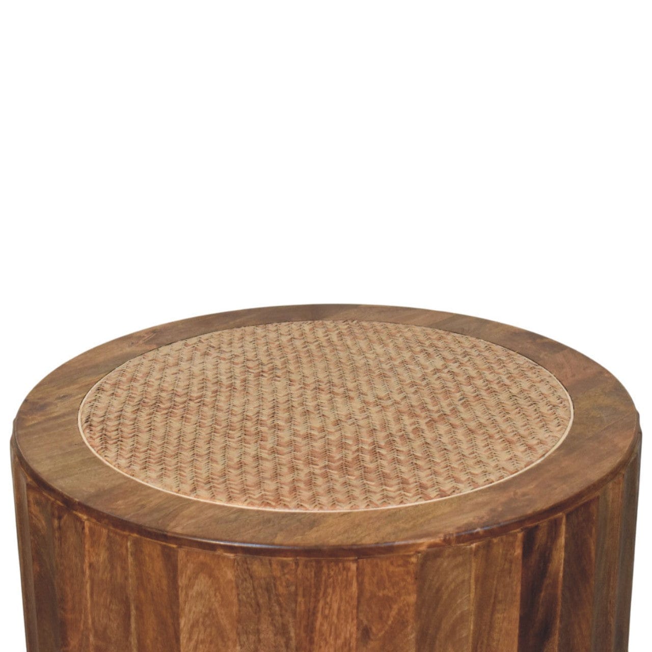 Rivera Rattan Coffee Table - Solid Mango Wood Center Table for Living Room - product view 4 showing handcrafted solid...