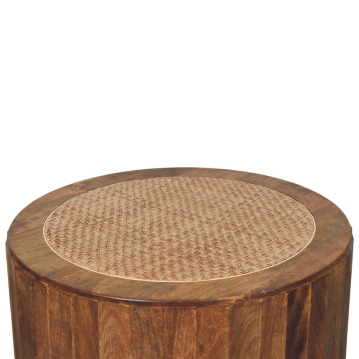 Rivera Rattan Coffee Table - Solid Mango Wood Center Table for Living Room - product view 4 showing handcrafted solid...