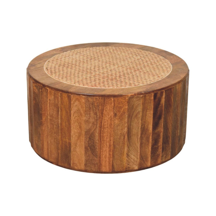 Rivera Rattan Coffee Table - Solid Mango Wood Center Table for Living Room - product view 2 showing handcrafted solid...