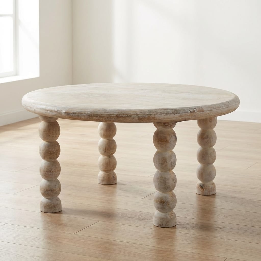 Rustic Marcellus Coffee Table - Solid Mango Wood Center Table for Living Room - main view showing handcrafted solid mango...