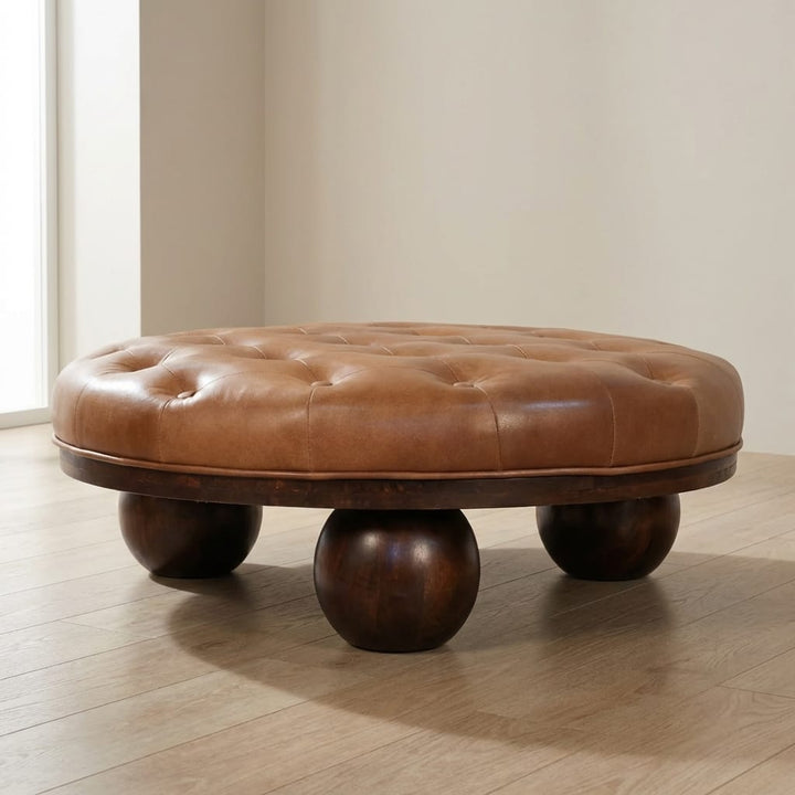 Sfera Coffee Table - Solid Mango Wood Center Table for Living Room featured in a modern living room setting.