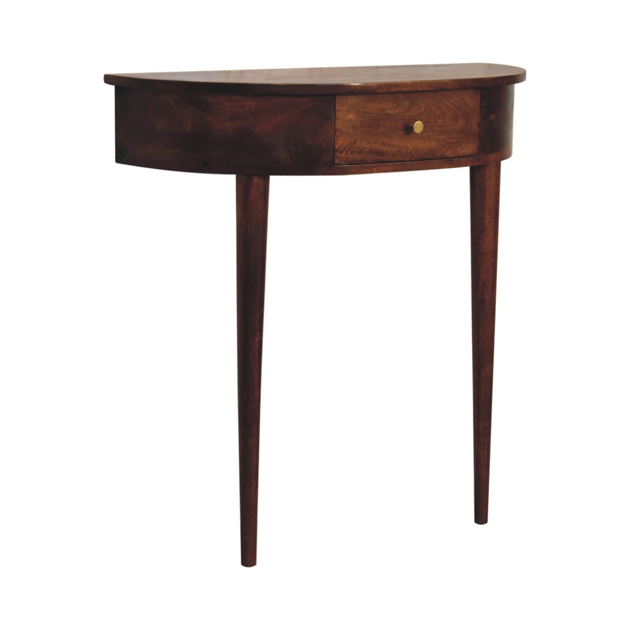 Backless Mounted Chestnut Console Table - Entryway & Hallway Table in Solid Mango Wood - product view 4 showing...