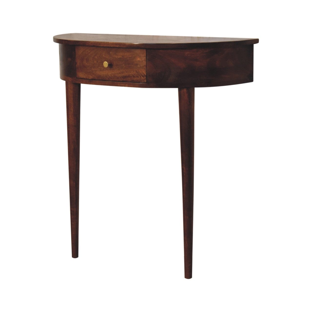 Backless Mounted Chestnut Console Table - Entryway & Hallway Table in Solid Mango Wood - product view 3 showing...