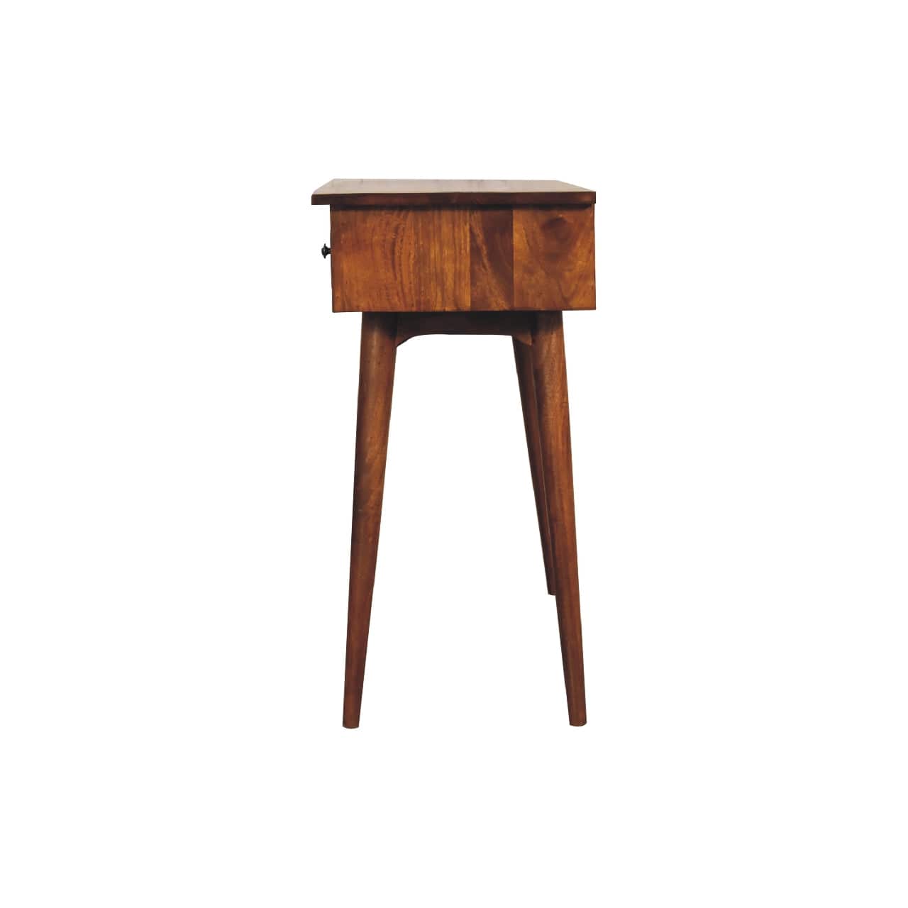 Functional 3 Drawer Chestnut Console Table - Entryway & Hallway Table in Solid Mango Wood - product view 9 showing...