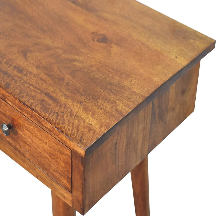 Functional 3 Drawer Chestnut Console Table - Entryway & Hallway Table in Solid Mango Wood - product view 6 showing...