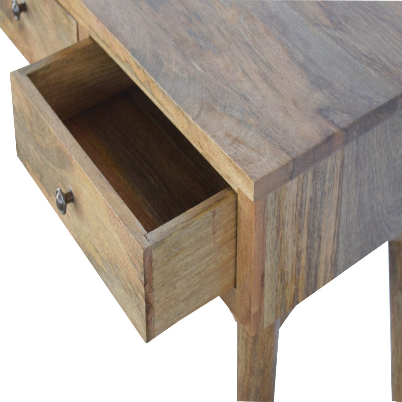 Functional 3 Drawer Console Table - Entryway & Hallway Table in Solid Mango Wood - product view 4 showing handcrafted...
