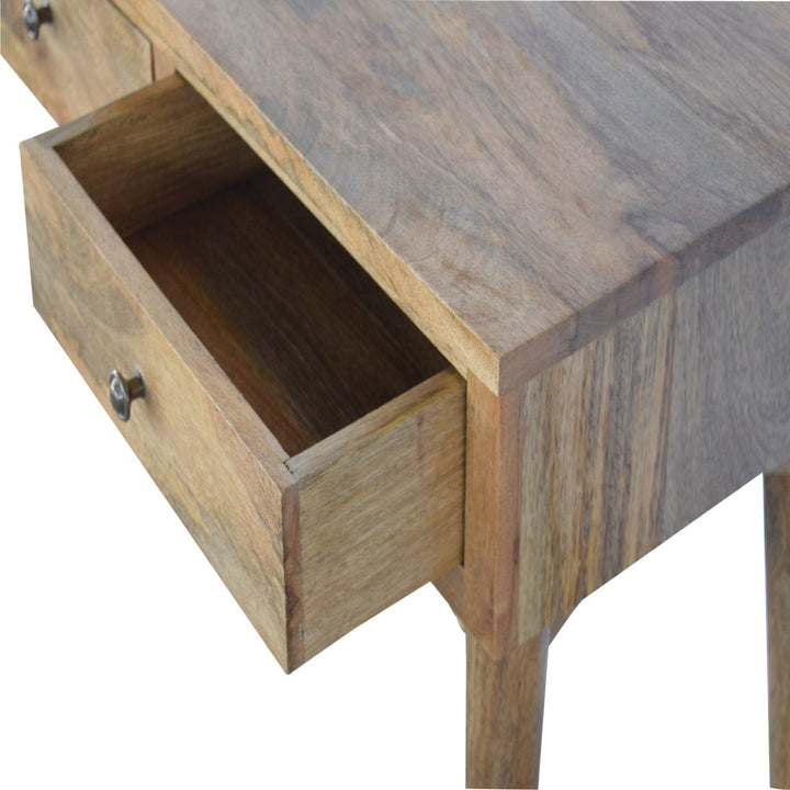 Functional 3 Drawer Console Table - Entryway & Hallway Table in Solid Mango Wood - product view 4 showing handcrafted...