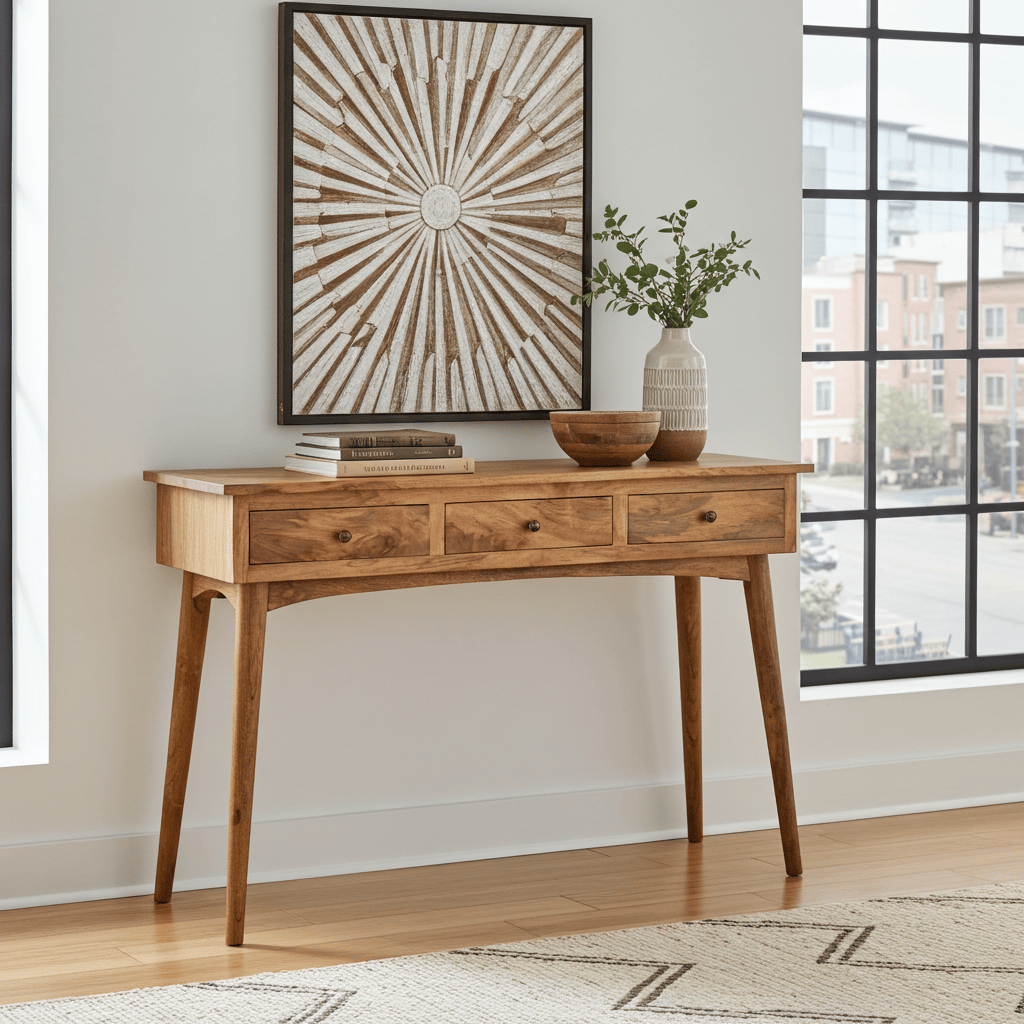 Heartwoodco LLC Console Table Functional 3 Drawer Console - Entryway & Hallway Table