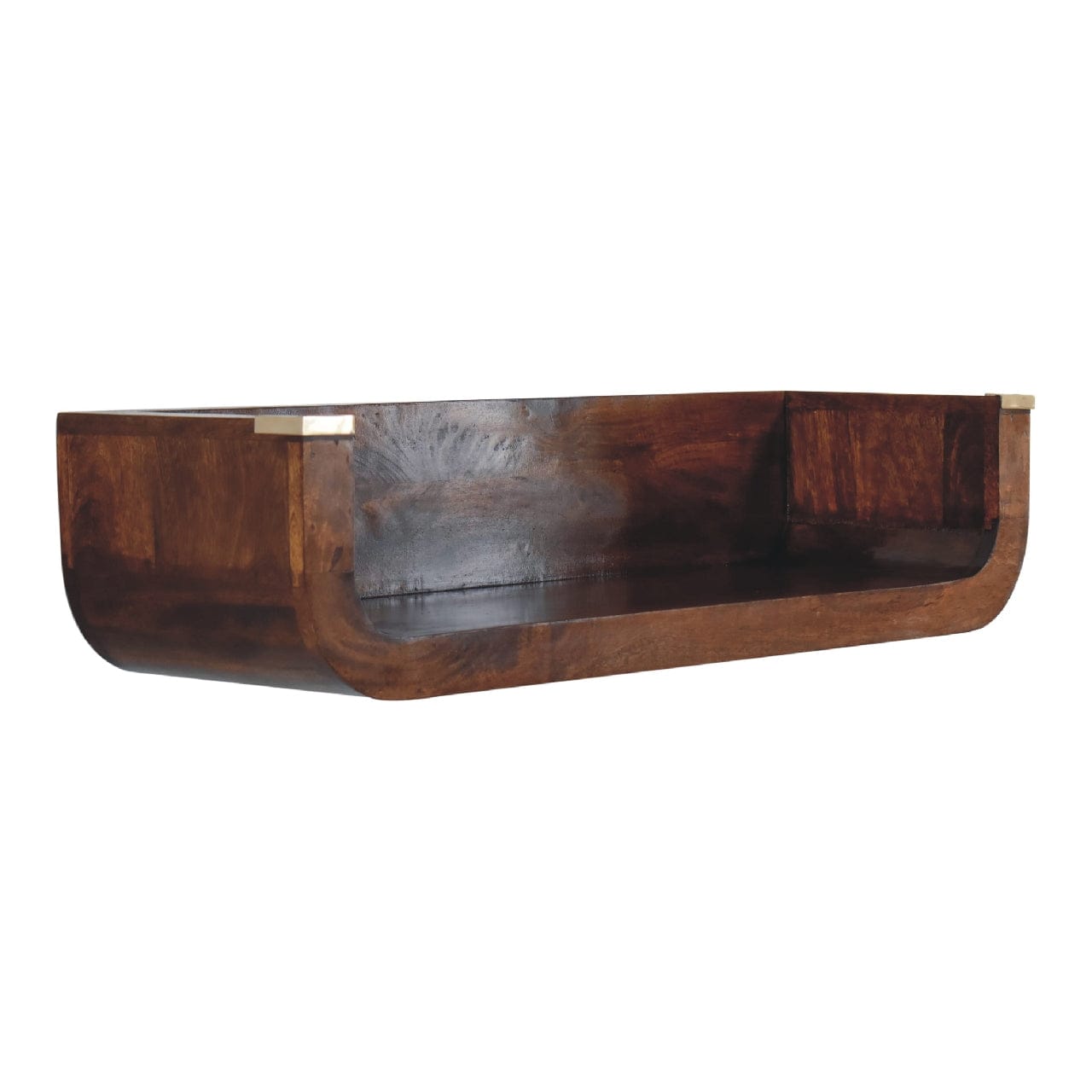 Handcrafted Indira Chestnut Floating Console Table - Entryway & Hallway Table in Solid Mango Wood - product view 3...
