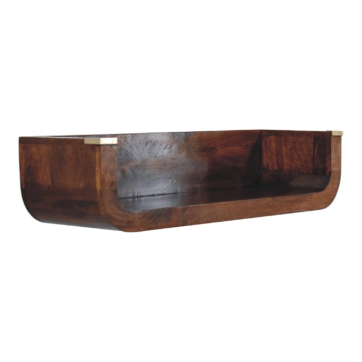 Handcrafted Indira Chestnut Floating Console Table - Entryway & Hallway Table in Solid Mango Wood - product view 3...