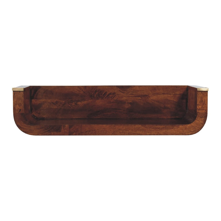 Handcrafted Indira Chestnut Floating Console Table - Entryway & Hallway Table in Solid Mango Wood - product view 2...