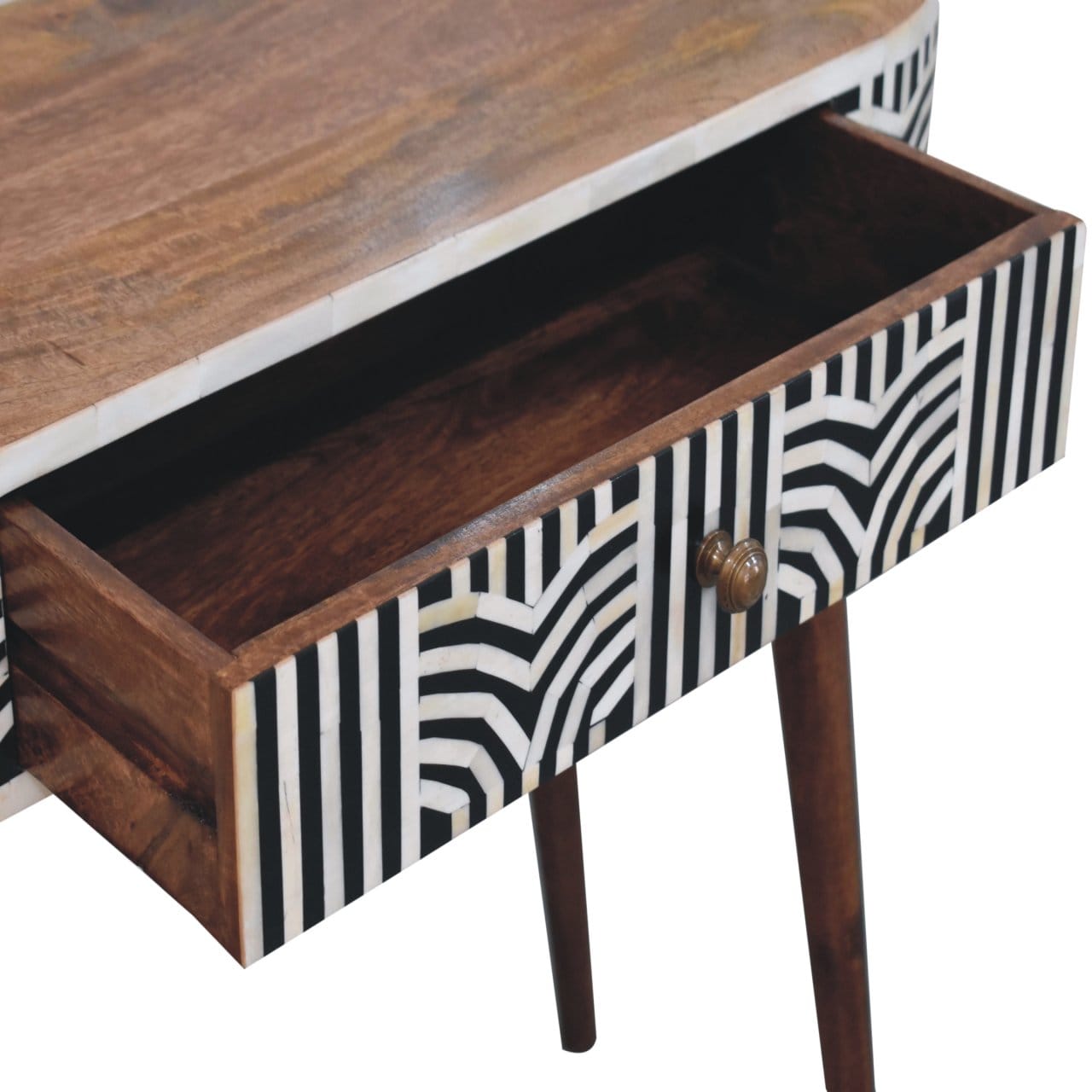 Honey Caramel Edessa Bone Inlay Console Table - Solid Mango Wood Hallway Table for Entryway - product view 5 showing...