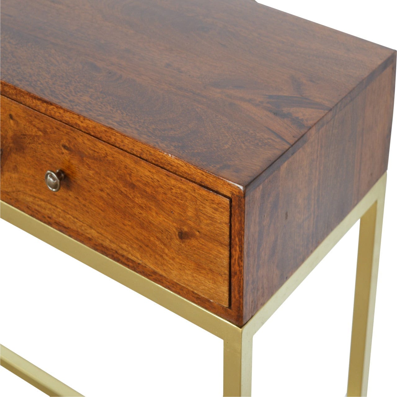 Industrial 2 Drawer Console Table - Solid Mango Wood Hallway Console for Entryway - product view 4 showing handcrafted...