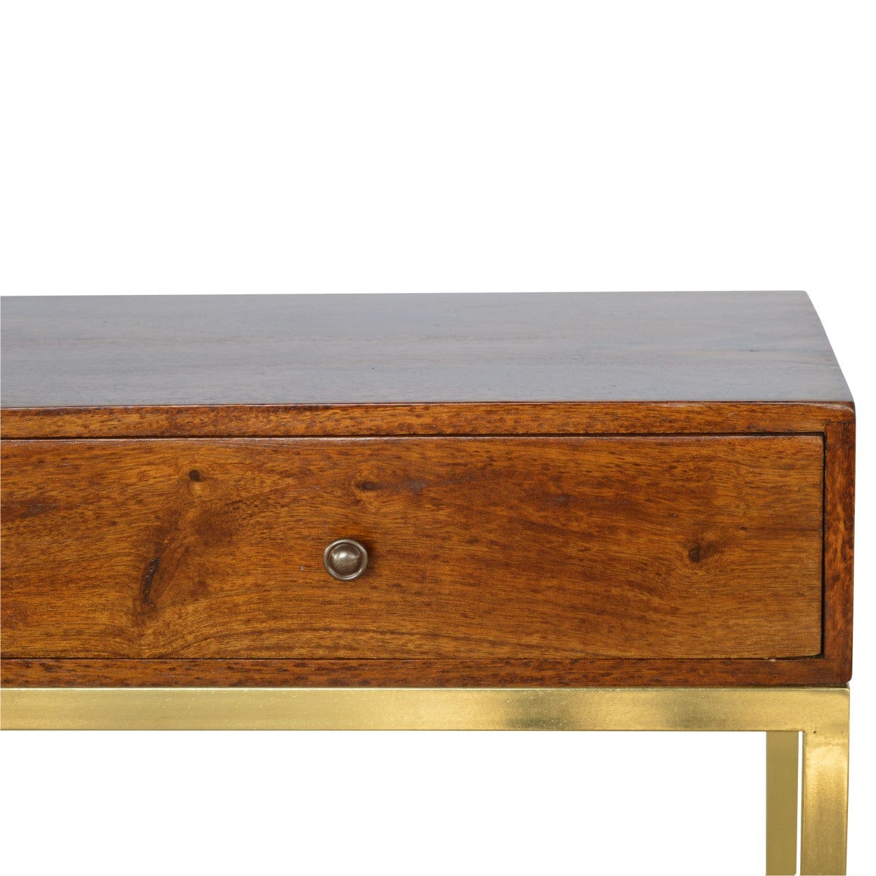 Industrial 2 Drawer Console Table - Solid Mango Wood Hallway Console for Entryway - product view 3 showing handcrafted...
