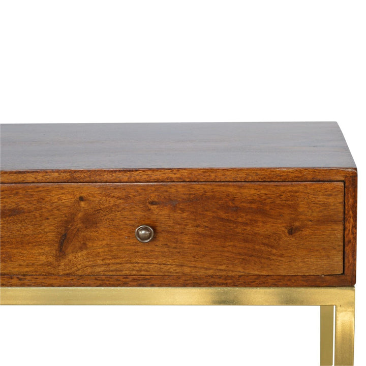 Industrial 2 Drawer Console Table - Solid Mango Wood Hallway Console for Entryway - product view 3 showing handcrafted...