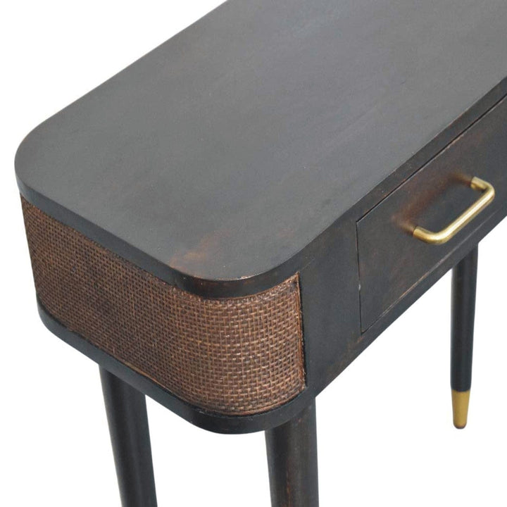 Mid-Century Modern Console Table - Solid Mango Wood Hallway Console for Entryway - product view 5 showing handcrafted...