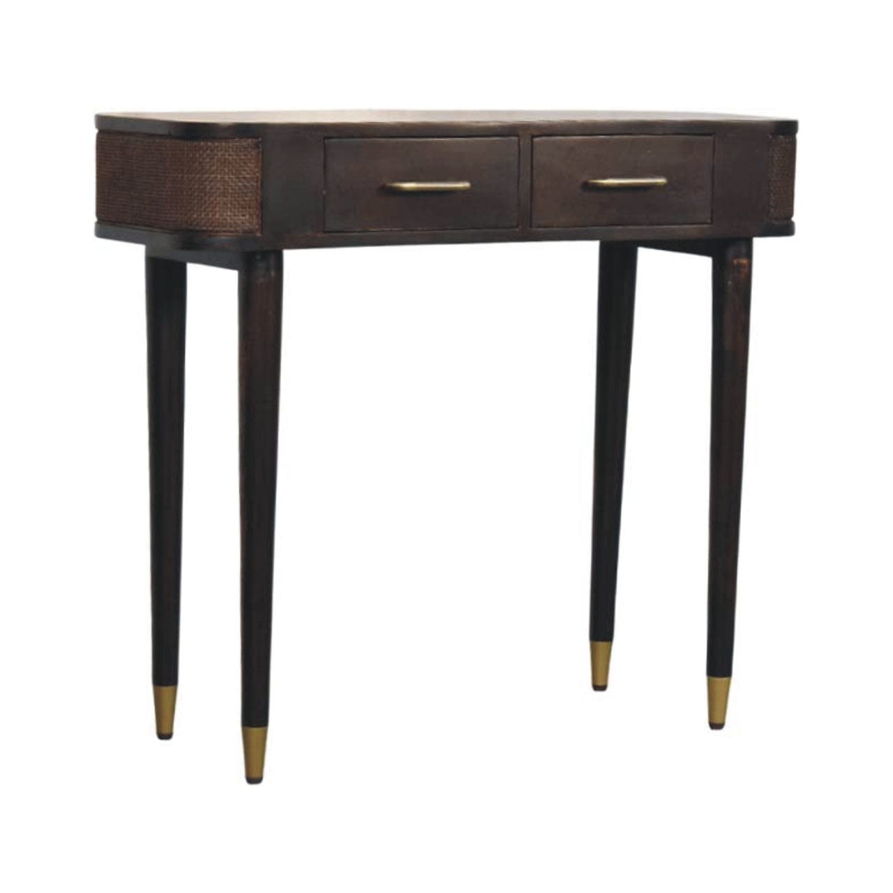 Mid-Century Modern Console Table - Solid Mango Wood Hallway Console for Entryway - product view 2 showing handcrafted...