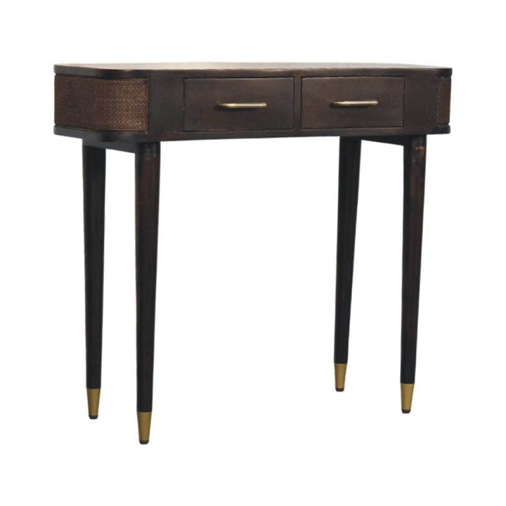 Mid-Century Modern Console Table - Solid Mango Wood Hallway Console for Entryway - product view 2 showing handcrafted...