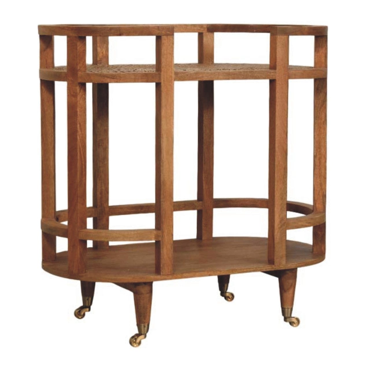 Mid-Century Modern Isla Curved Butler Console - Entryway & Hallway Table in Solid Mango Wood - product view 2 showing...