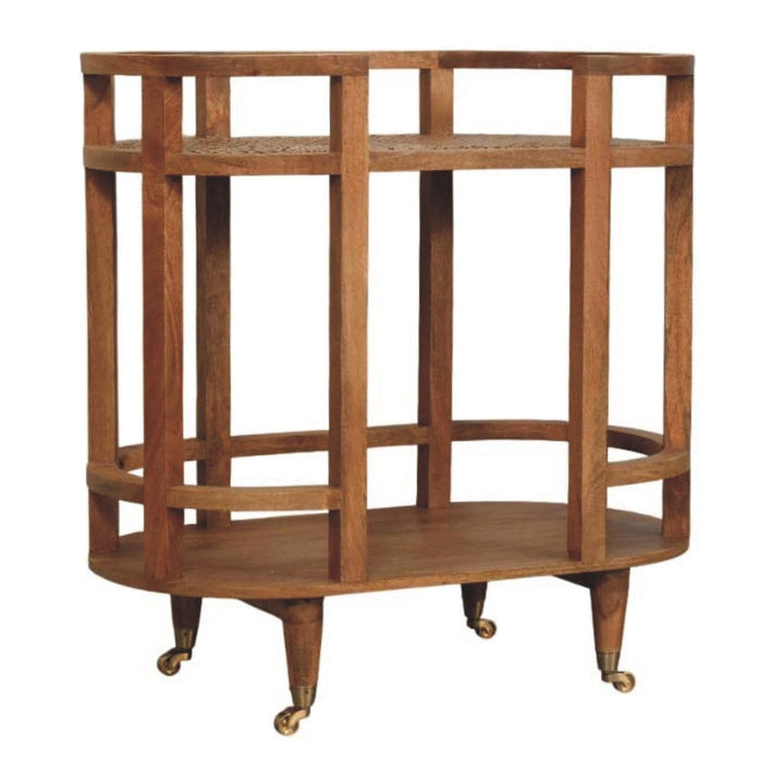 Mid-Century Modern Isla Curved Butler Console - Entryway & Hallway Table in Solid Mango Wood - product view 2 showing...